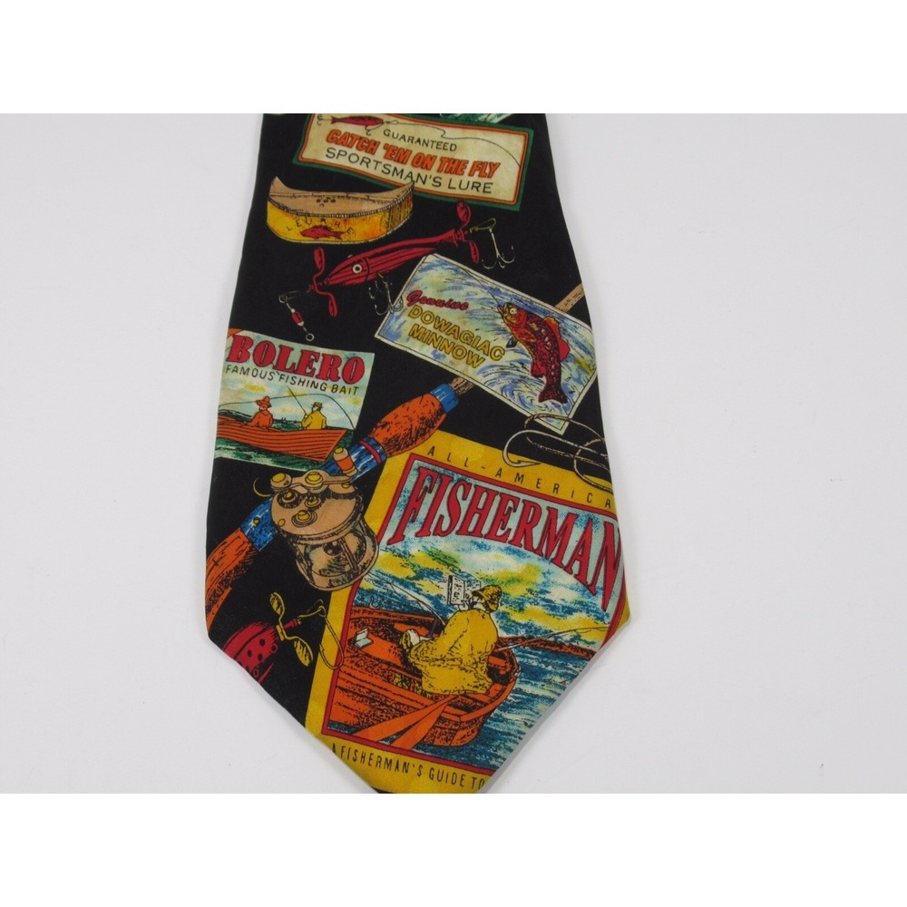 Addiction Catch 'EM on the Fly Fishing Poster Necktie Tie Silk